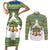Ecuador Christmas Couples Matching Short Sleeve Bodycon Dress and Long Sleeve Button Shirt with Ceibo Tree Llama Toucan and Traditional Yellow Blue Pattern Design - Wonder Print Shop