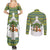 Ecuador Christmas Couples Matching Summer Maxi Dress and Long Sleeve Button Shirt with Ceibo Tree Llama Toucan and Traditional Yellow Blue Pattern Design - Wonder Print Shop