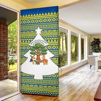 Ecuador Christmas Door Cover with Ceibo Tree Llama Toucan and Traditional Yellow Blue Pattern Design - Wonder Print Shop