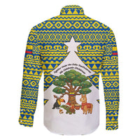 Ecuador Christmas Family Matching Long Sleeve Bodycon Dress and Hawaiian Shirt with Ceibo Tree Llama Toucan and Traditional Yellow Blue Pattern Design - Wonder Print Shop