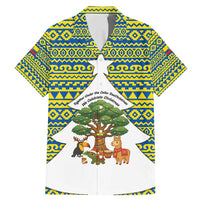 Ecuador Christmas Family Matching Mermaid Dress and Hawaiian Shirt with Ceibo Tree Llama Toucan and Traditional Yellow Blue Pattern Design - Wonder Print Shop