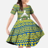 Ecuador Christmas Family Matching Off The Shoulder Long Sleeve Dress and Hawaiian Shirt with Ceibo Tree Llama Toucan and Traditional Yellow Blue Pattern Design - Wonder Print Shop