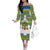 Ecuador Christmas Family Matching Off The Shoulder Long Sleeve Dress and Hawaiian Shirt with Ceibo Tree Llama Toucan and Traditional Yellow Blue Pattern Design - Wonder Print Shop