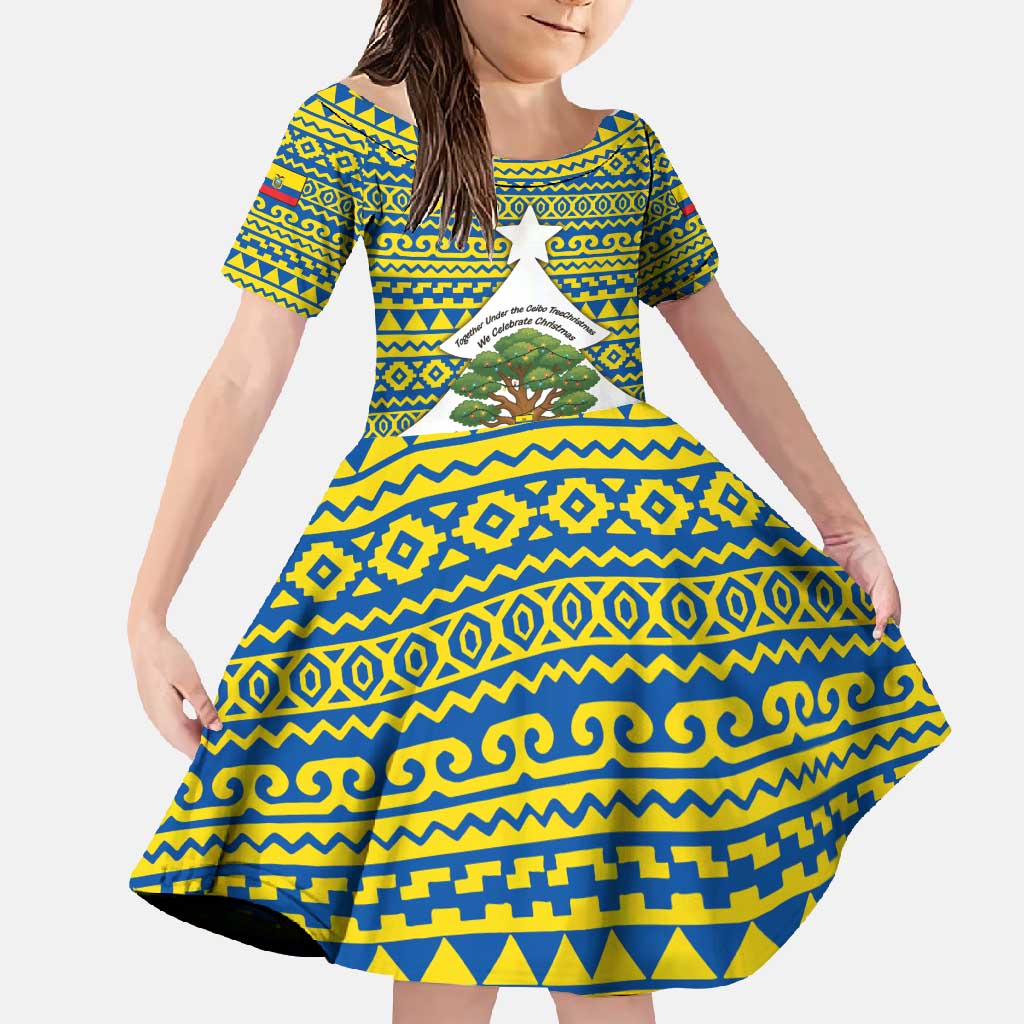 Ecuador Christmas Family Matching Off Shoulder Maxi Dress and Hawaiian Shirt with Ceibo Tree Llama Toucan and Traditional Yellow Blue Pattern Design - Wonder Print Shop