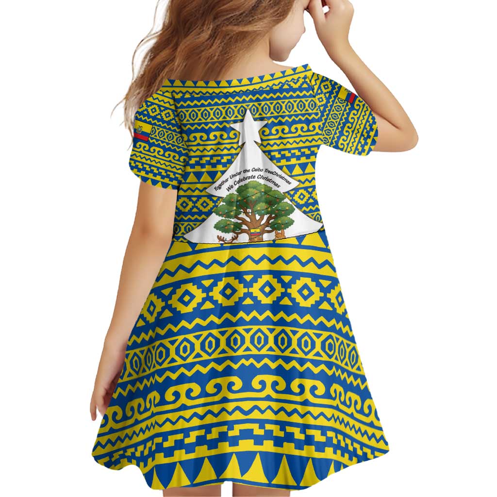 Ecuador Christmas Family Matching Puletasi and Hawaiian Shirt with Ceibo Tree Llama Toucan and Traditional Yellow Blue Pattern Design - Wonder Print Shop