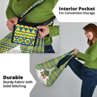 Ecuador Christmas Grocery Bag with Ceibo Tree Llama Toucan and Traditional Yellow Blue Pattern Design - Wonder Print Shop