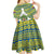 Ecuador Christmas Kid Short Sleeve Dress with Ceibo Tree Llama Toucan and Traditional Yellow Blue Pattern Design - Wonder Print Shop