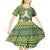 Ecuador Christmas Kid Short Sleeve Dress with Ceibo Tree Llama Toucan and Traditional Yellow Blue Pattern Design - Wonder Print Shop