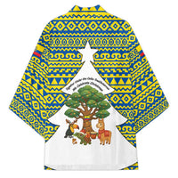 Ecuador Christmas Kimono with Ceibo Tree Llama Toucan and Traditional Yellow Blue Pattern Design - Wonder Print Shop