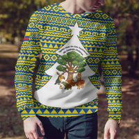 Ecuador Christmas Ugly Christmas Sweater with Ceibo Tree Llama Toucan and Traditional Yellow Blue Pattern Design - Wonder Print Shop