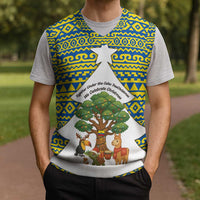 Ecuador Christmas Knitted V-Neck Vest with Ceibo Tree Llama Toucan and Traditional Yellow Blue Pattern Design - Wonder Print Shop