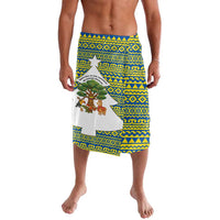 Ecuador Christmas Lavalava with Ceibo Tree Llama Toucan and Traditional Yellow Blue Pattern Design - Wonder Print Shop