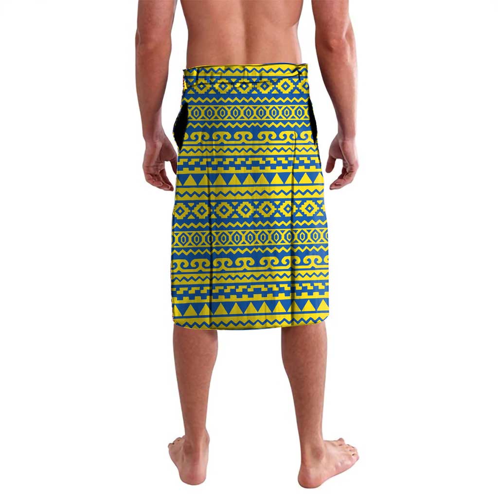 Ecuador Christmas Lavalava with Ceibo Tree Llama Toucan and Traditional Yellow Blue Pattern Design - Wonder Print Shop
