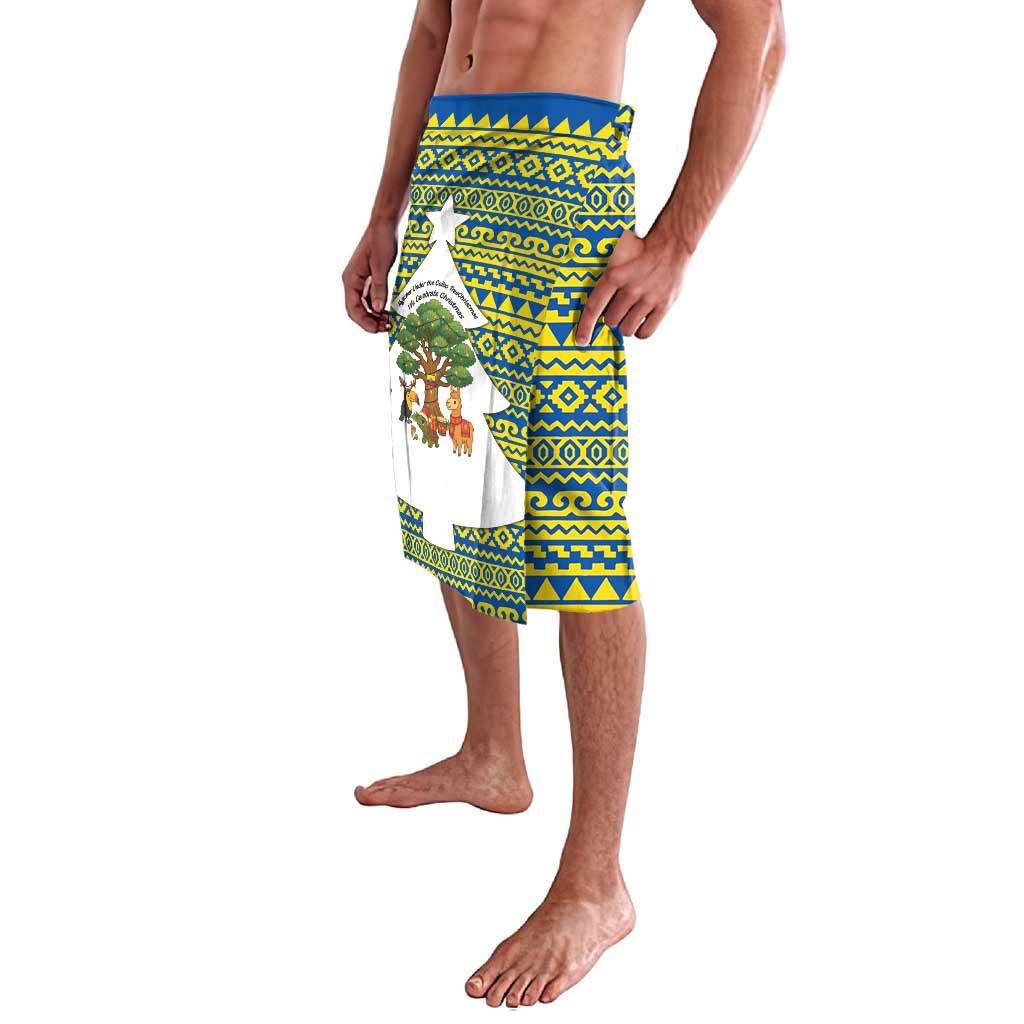 Ecuador Christmas Lavalava with Ceibo Tree Llama Toucan and Traditional Yellow Blue Pattern Design - Wonder Print Shop