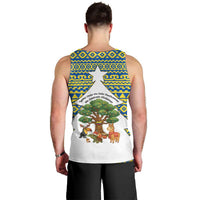 Ecuador Christmas Men Tank Top with Ceibo Tree Llama Toucan and Traditional Yellow Blue Pattern Design - Wonder Print Shop
