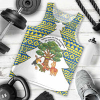 Ecuador Christmas Men Tank Top with Ceibo Tree Llama Toucan and Traditional Yellow Blue Pattern Design - Wonder Print Shop