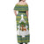 Ecuador Christmas Off Shoulder Maxi Dress with Ceibo Tree Llama Toucan and Traditional Yellow Blue Pattern Design - Wonder Print Shop