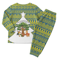 Ecuador Christmas Pajama Set with Ceibo Tree Llama Toucan and Traditional Yellow Blue Pattern Design - Wonder Print Shop