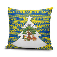 Ecuador Christmas Pillow Cover with Ceibo Tree Llama Toucan and Traditional Yellow Blue Pattern Design - Wonder Print Shop