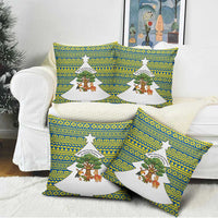 Ecuador Christmas Pillow Cover with Ceibo Tree Llama Toucan and Traditional Yellow Blue Pattern Design - Wonder Print Shop