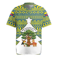 Ecuador Christmas Rugby Jersey with Ceibo Tree Llama Toucan and Traditional Yellow Blue Pattern Design - Wonder Print Shop