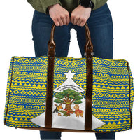 Ecuador Christmas Travel Bag with Ceibo Tree Llama Toucan and Traditional Yellow Blue Pattern Design - Wonder Print Shop