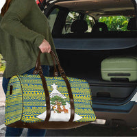 Ecuador Christmas Travel Bag with Ceibo Tree Llama Toucan and Traditional Yellow Blue Pattern Design - Wonder Print Shop