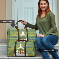 Ecuador Christmas Travel Bag with Ceibo Tree Llama Toucan and Traditional Yellow Blue Pattern Design - Wonder Print Shop