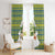 Ecuador Christmas Window Curtain with Ceibo Tree Llama Toucan and Traditional Yellow Blue Pattern Design - Wonder Print Shop