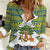Ecuador Christmas Women Casual Shirt with Ceibo Tree Llama Toucan and Traditional Yellow Blue Pattern Design - Wonder Print Shop
