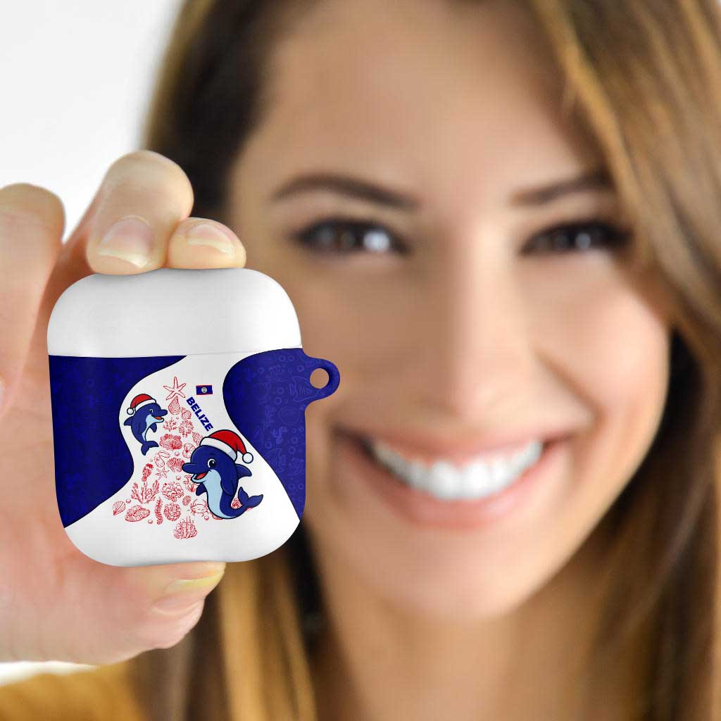 Belize Christmas AirPods Case with Santa Dolphins Coral Reef and Ocean Holiday Theme - Wonder Print Shop