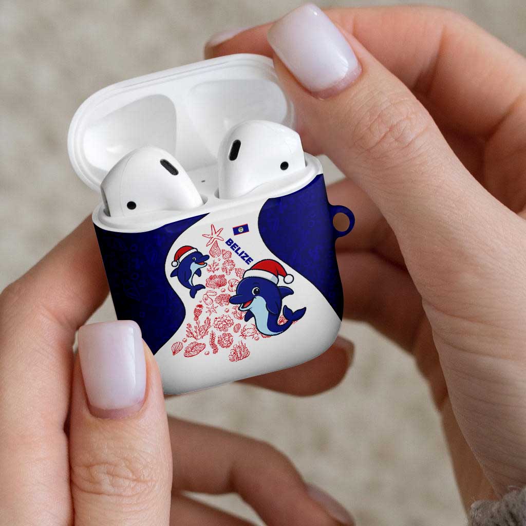 Belize Christmas AirPods Case with Santa Dolphins Coral Reef and Ocean Holiday Theme - Wonder Print Shop