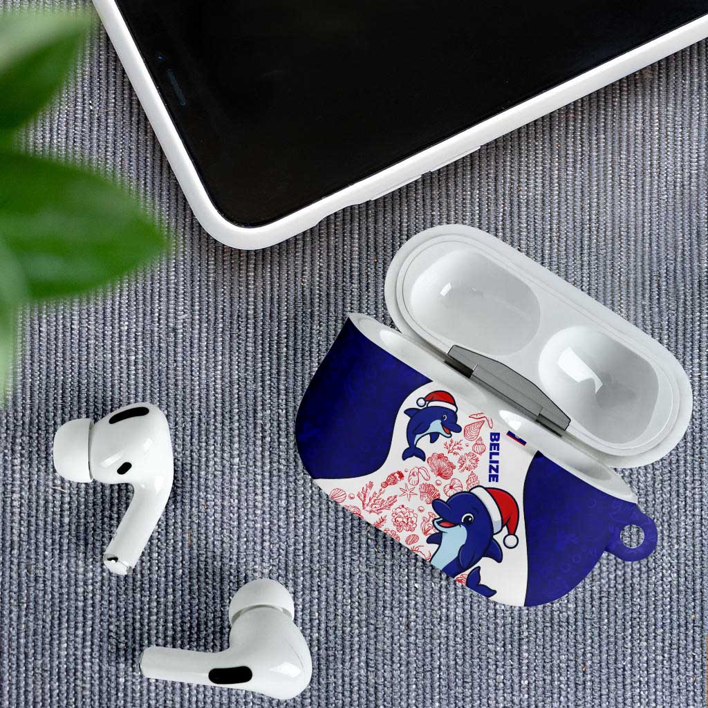 Belize Christmas AirPods Case with Santa Dolphins Coral Reef and Ocean Holiday Theme - Wonder Print Shop