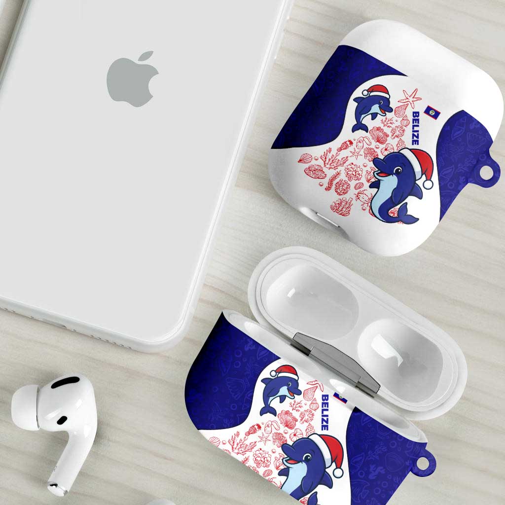 Belize Christmas AirPods Case with Santa Dolphins Coral Reef and Ocean Holiday Theme - Wonder Print Shop