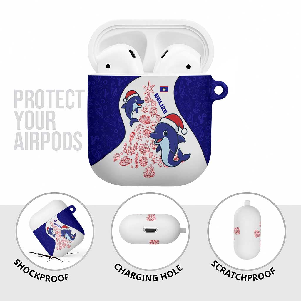 Belize Christmas AirPods Case with Santa Dolphins Coral Reef and Ocean Holiday Theme - Wonder Print Shop