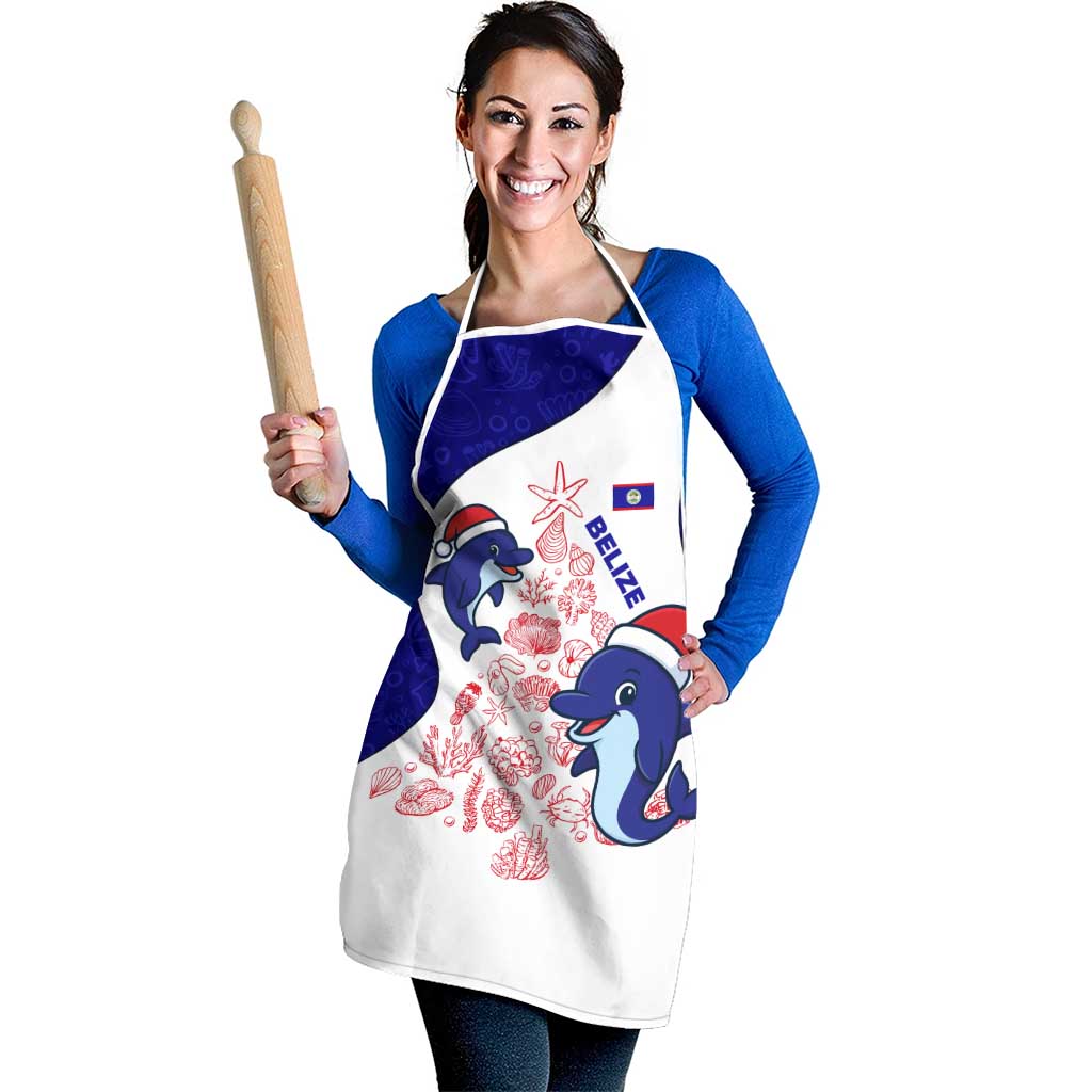 Belize Christmas Apron with Santa Dolphins Coral Reef and Ocean Holiday Theme - Wonder Print Shop