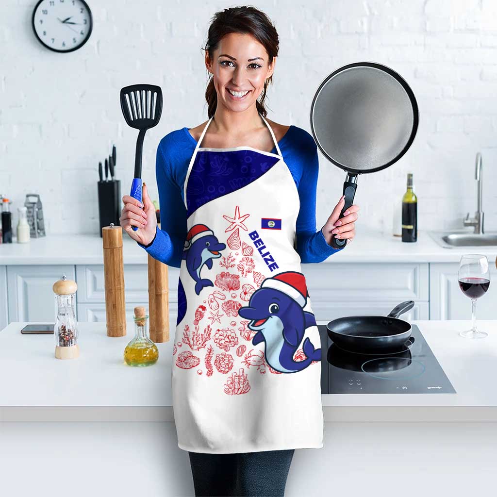Belize Christmas Apron with Santa Dolphins Coral Reef and Ocean Holiday Theme - Wonder Print Shop