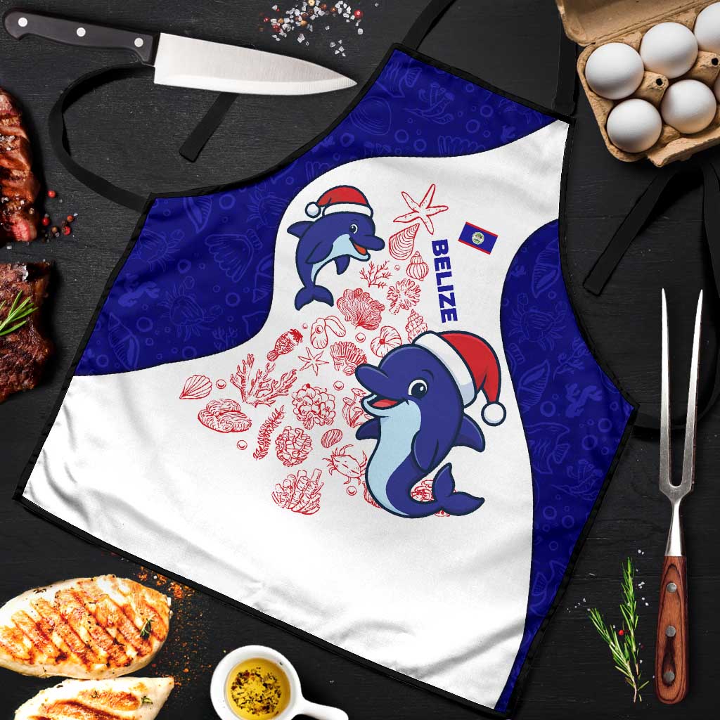 Belize Christmas Apron with Santa Dolphins Coral Reef and Ocean Holiday Theme - Wonder Print Shop