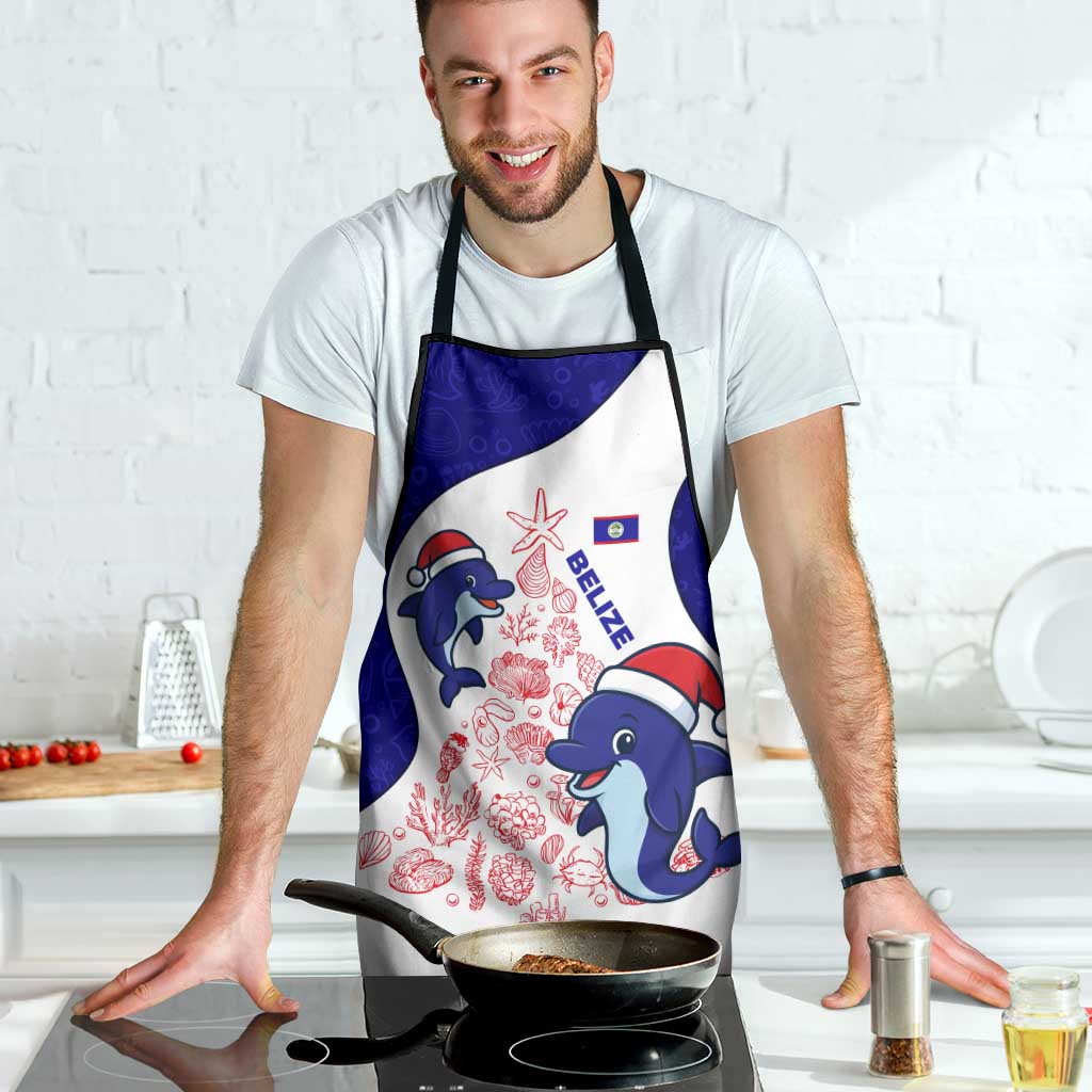 Belize Christmas Apron with Santa Dolphins Coral Reef and Ocean Holiday Theme - Wonder Print Shop