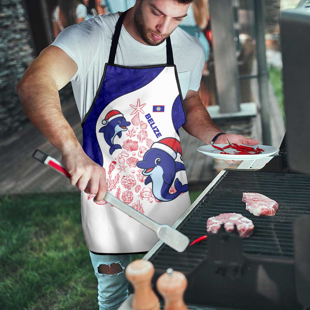 Belize Christmas Apron with Santa Dolphins Coral Reef and Ocean Holiday Theme - Wonder Print Shop