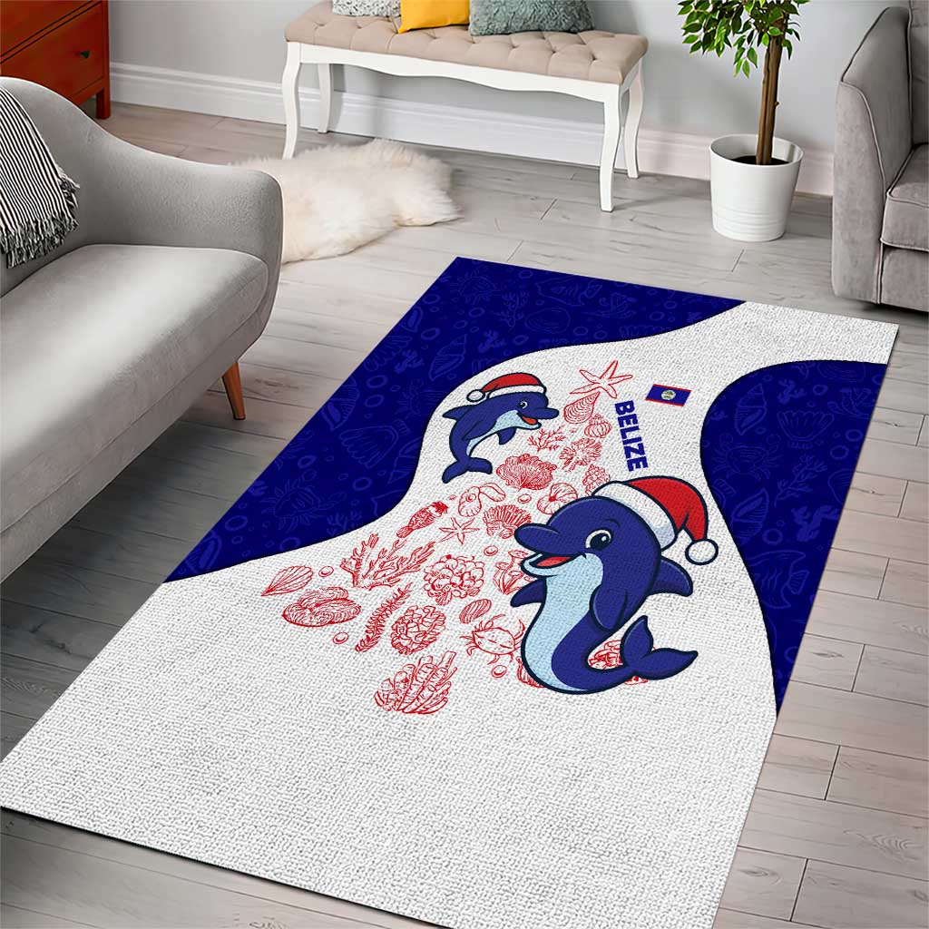 Belize Christmas Area Rug with Santa Dolphins Coral Reef and Ocean Holiday Theme - Wonder Print Shop