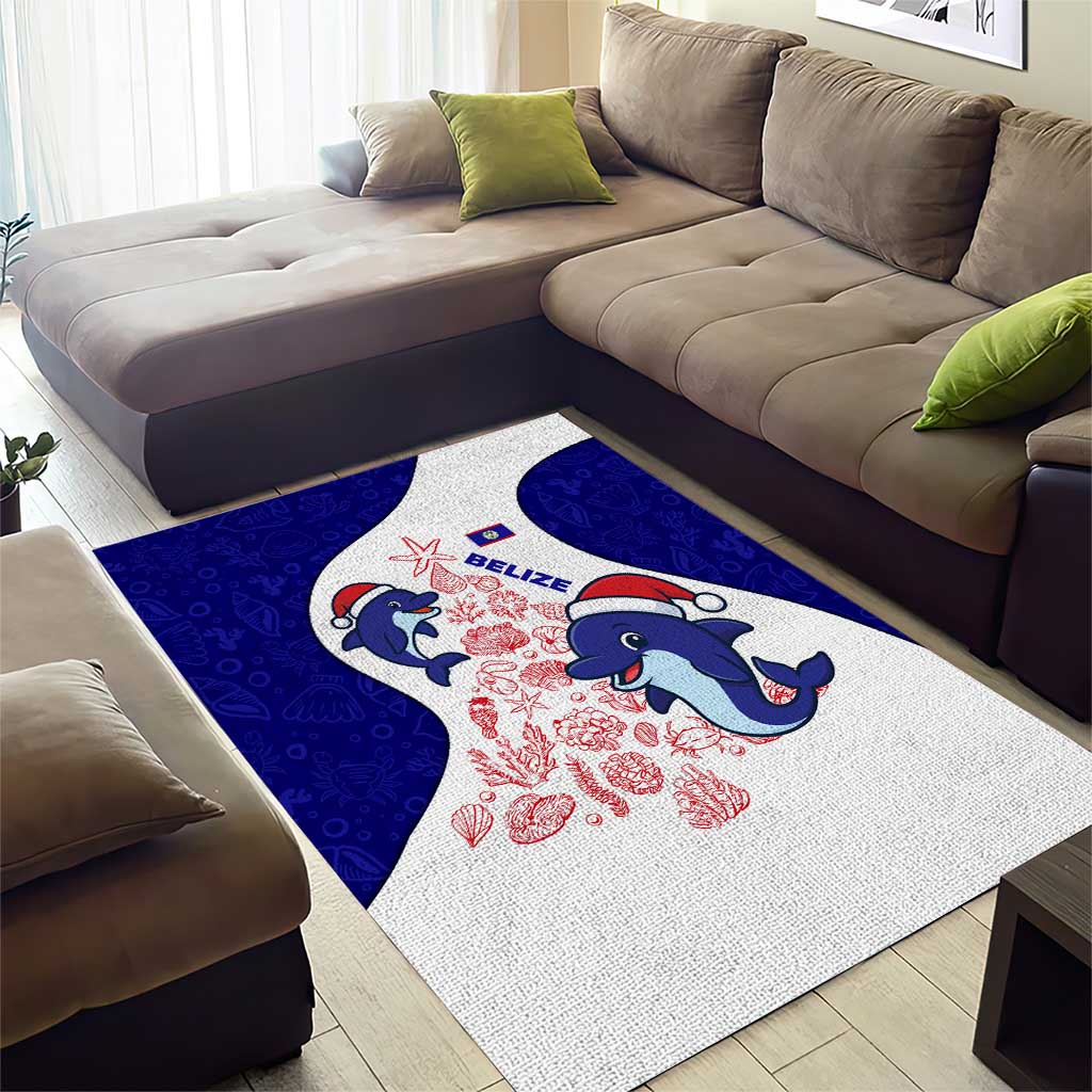 Belize Christmas Area Rug with Santa Dolphins Coral Reef and Ocean Holiday Theme - Wonder Print Shop