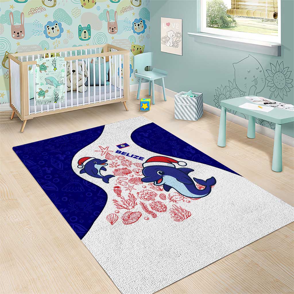 Belize Christmas Area Rug with Santa Dolphins Coral Reef and Ocean Holiday Theme - Wonder Print Shop
