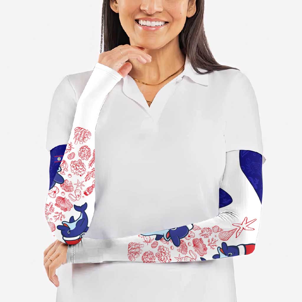 Belize Christmas Arm Sleeves with Santa Dolphins Coral Reef and Ocean Holiday Theme - Wonder Print Shop