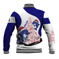 Belize Christmas Baseball Jacket with Santa Dolphins Coral Reef and Ocean Holiday Theme - Wonder Print Shop
