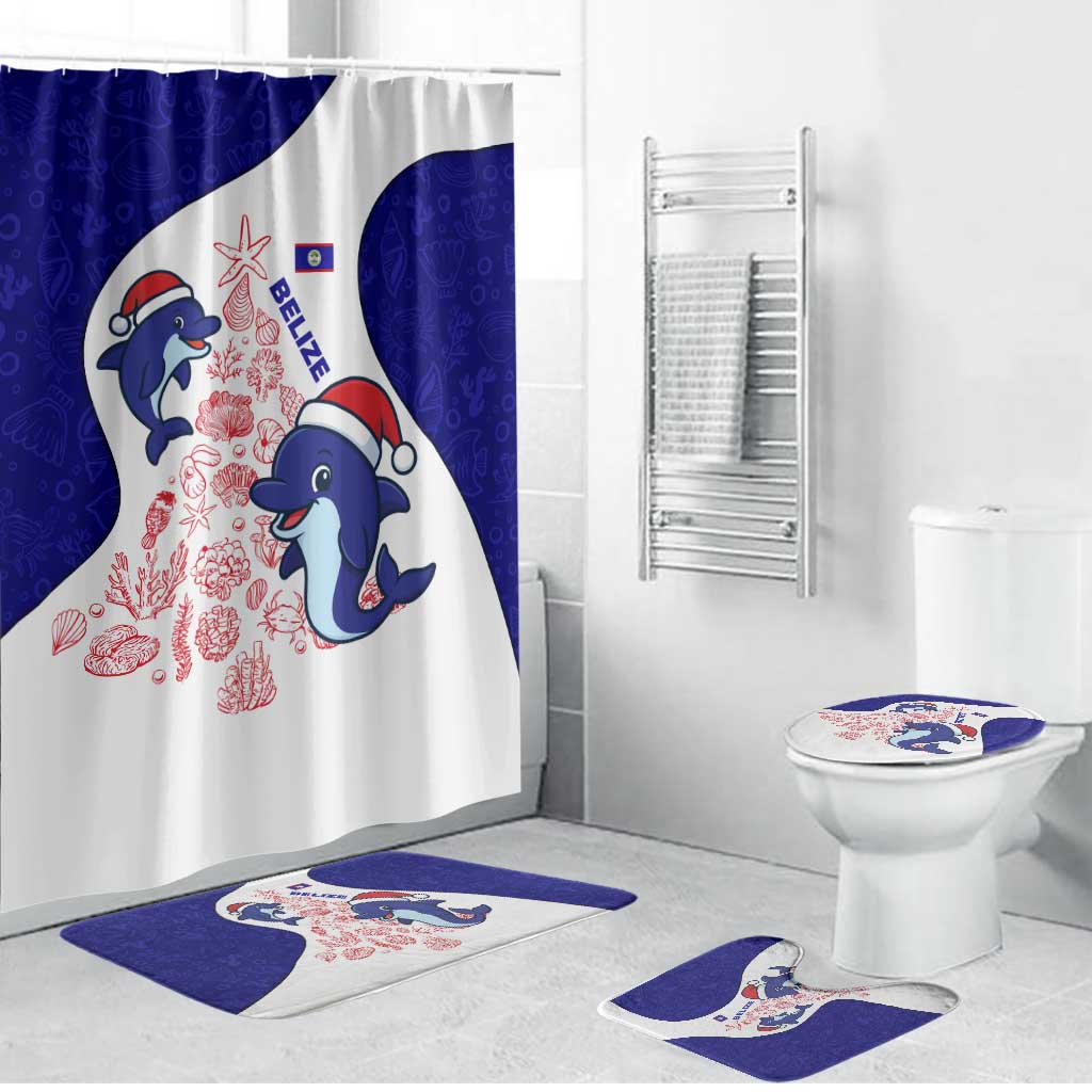 Belize Christmas Bathroom Set with Santa Dolphins Coral Reef and Ocean Holiday Theme - Wonder Print Shop