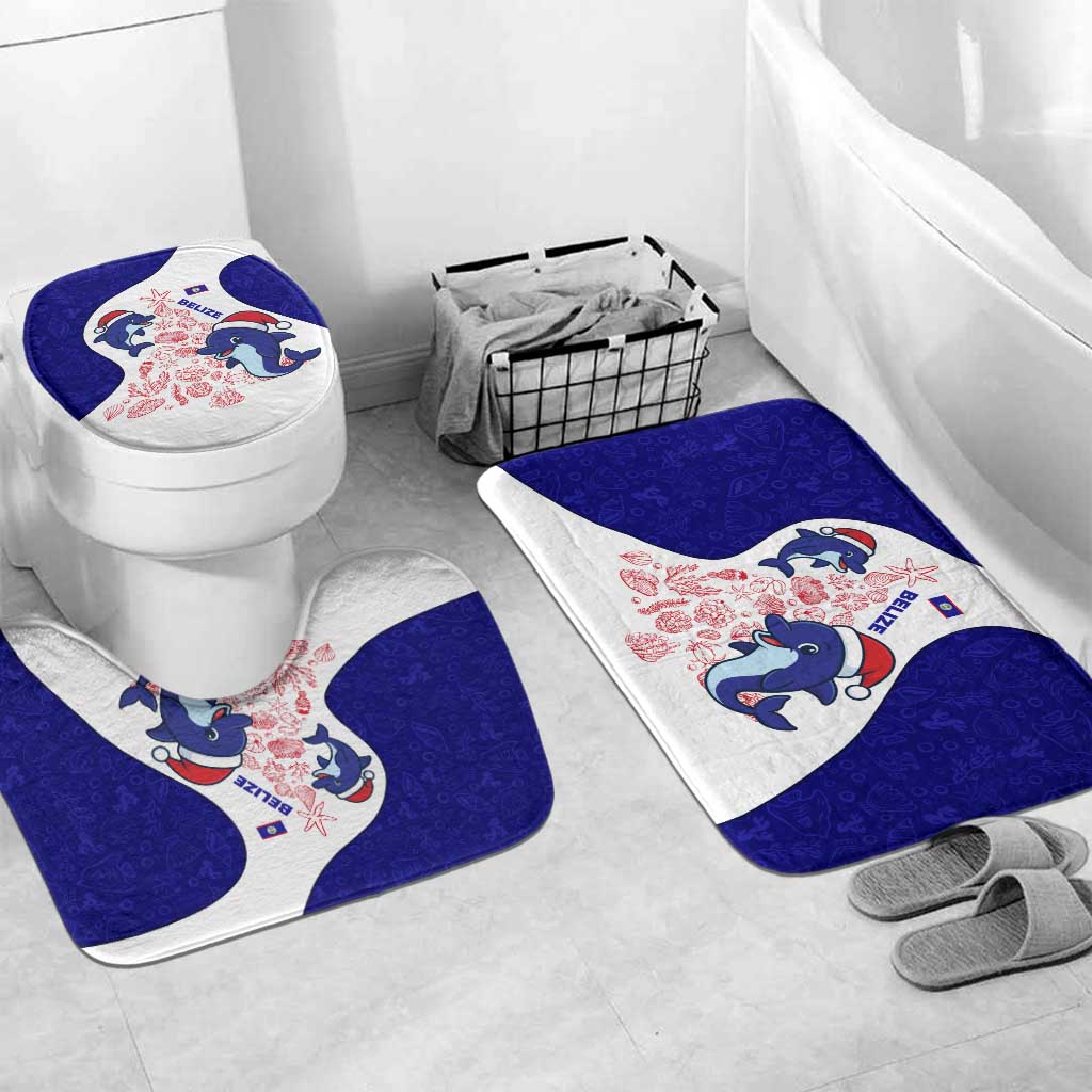 Belize Christmas Bathroom Set with Santa Dolphins Coral Reef and Ocean Holiday Theme - Wonder Print Shop