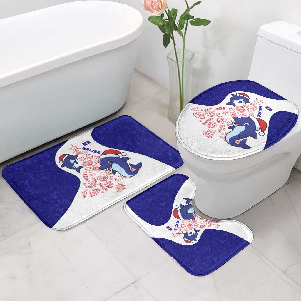Belize Christmas Bathroom Set with Santa Dolphins Coral Reef and Ocean Holiday Theme - Wonder Print Shop