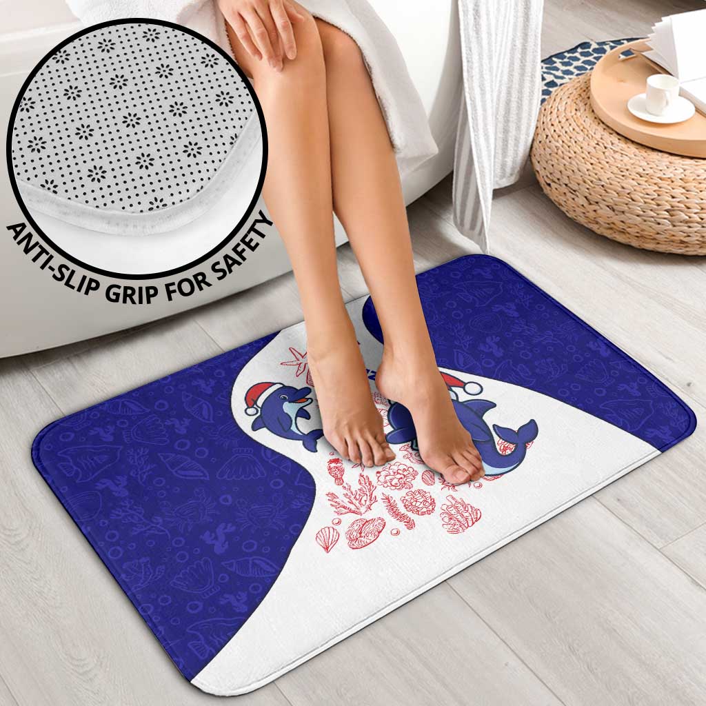 Belize Christmas Bathroom Set with Santa Dolphins Coral Reef and Ocean Holiday Theme - Wonder Print Shop