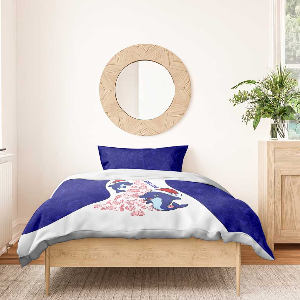 Belize Christmas Bedding Set with Santa Dolphins Coral Reef and Ocean Holiday Theme - Wonder Print Shop